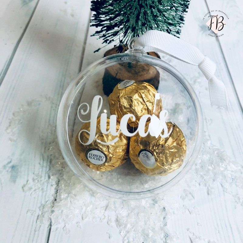 Esfera acrílica con nombre + ferrero rocher 