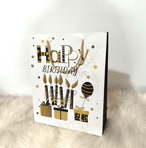 Bolsa de regalo Happy Birthday Dorado 32x26cm