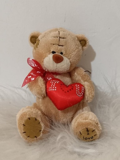 Osito parche corazón perlas 14cm
