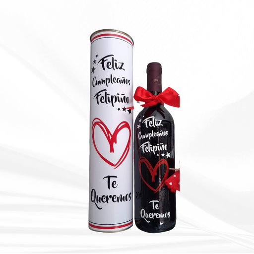 Vino 750ml personalizado en caja tubular