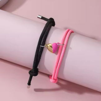 Pulseras imantadas para pareja Blanco y rosado