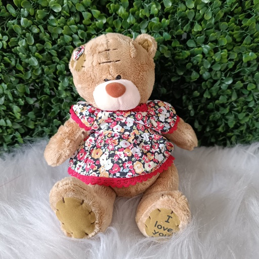 Oso parche vestido floreado 18 cm