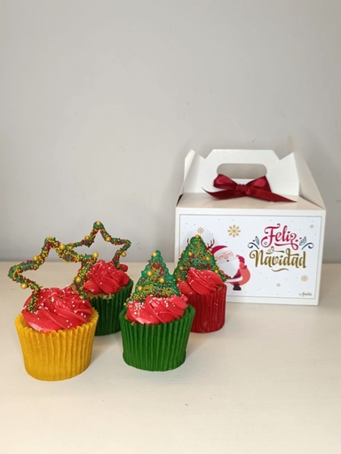 Cajita 4 cupcakes Navideños