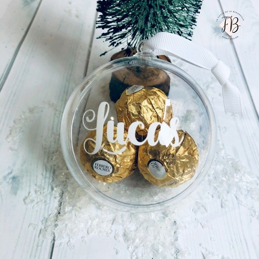 Esfera acrílica con nombre + ferrero rocher 