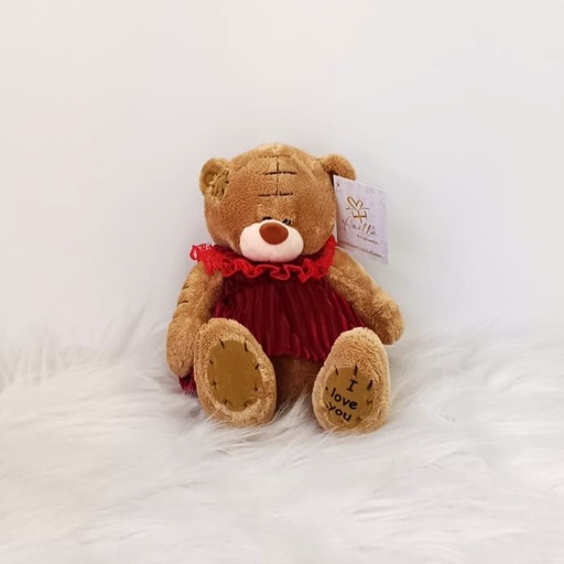 [OIS18] Peluche Osito I love U Vestido Satinado 18cm